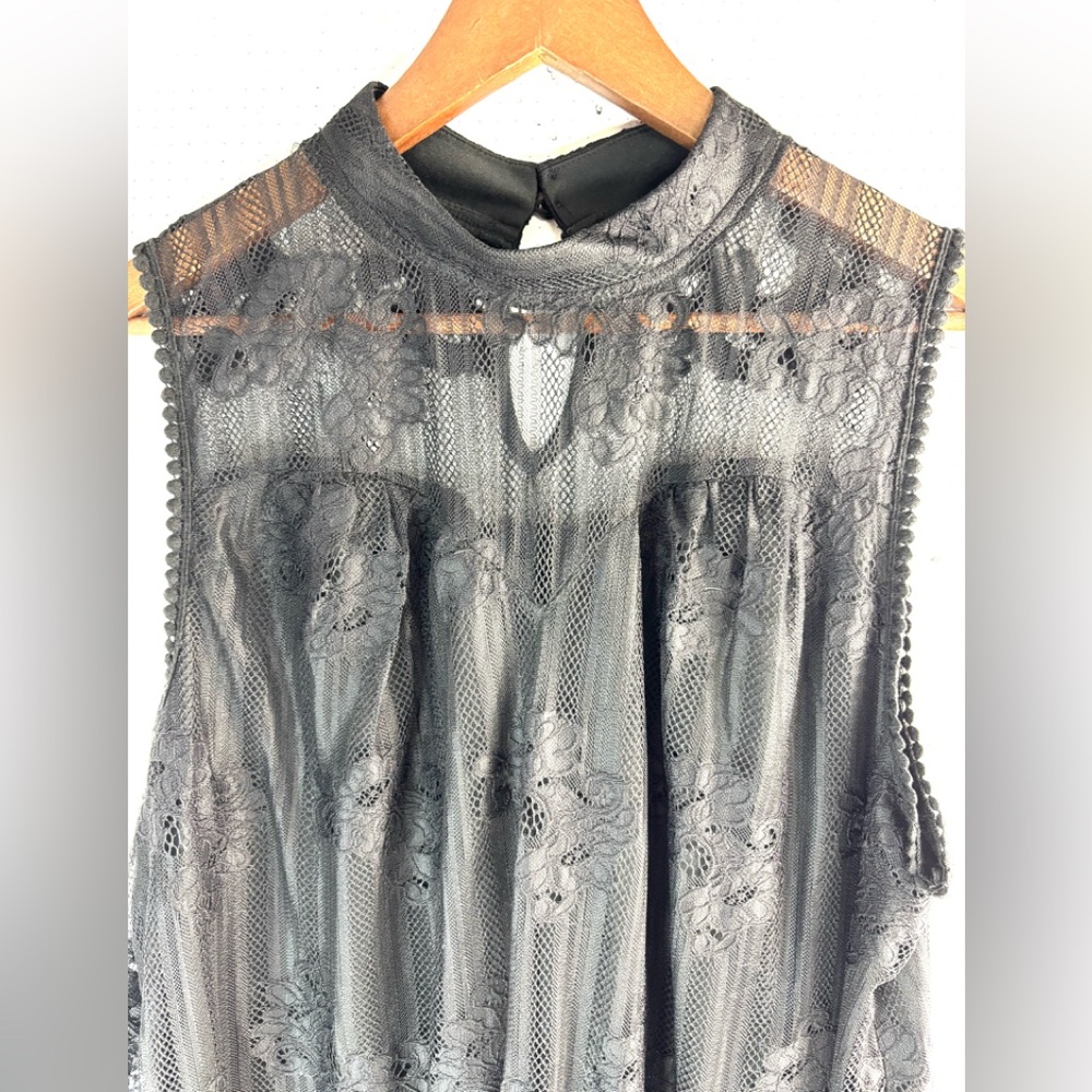 Eve & Maddie 2X Fairygoth High Neck  Sleeveless Lace Top in Black - Picture 2 of 9